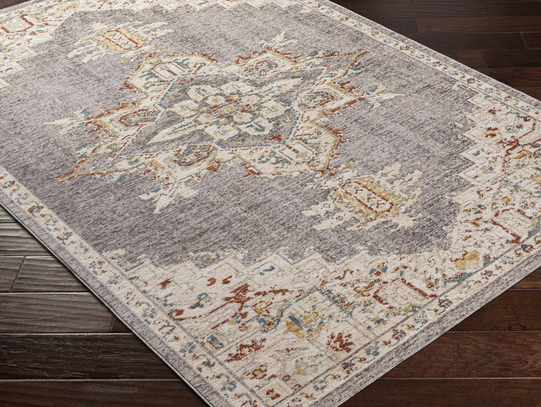 Taia Traditional Medallion Design Ivory And Gray Area Rug - The Rug Decor