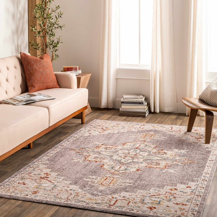 Taia Traditional Medallion Design Ivory And Gray Area Rug - The Rug Decor