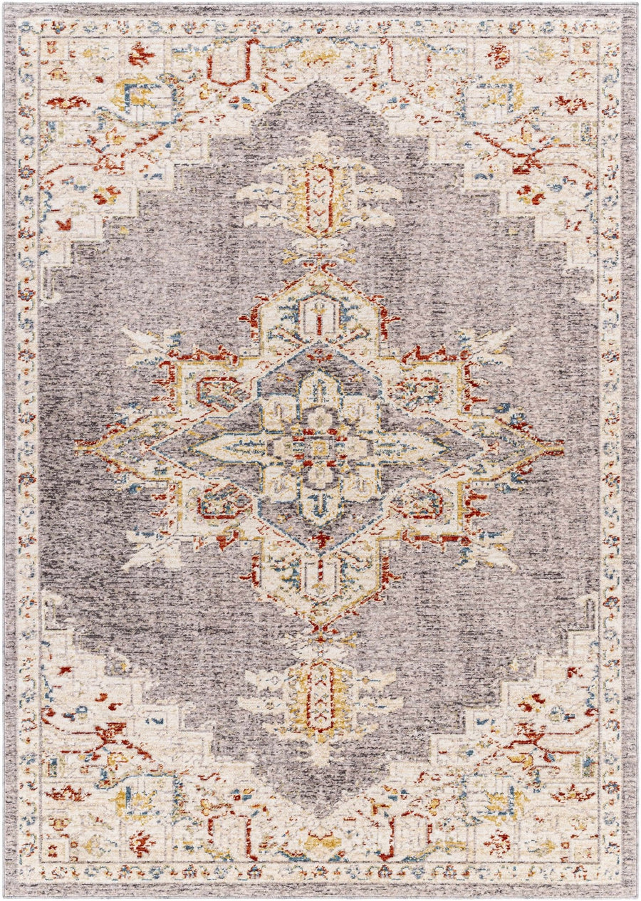Taia Traditional Medallion Design Ivory And Gray Area Rug - The Rug Decor