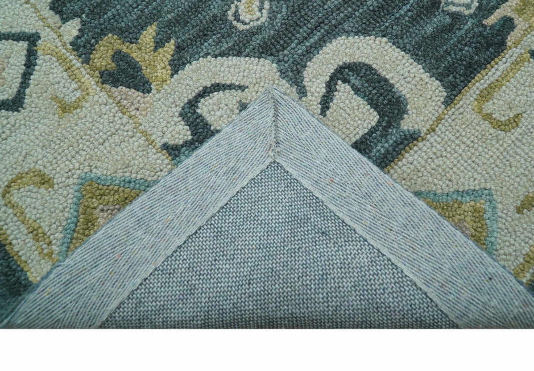 Taj Custom Made Teal Traditional Design Hand Tufted Wool Rug - The Rug Decor