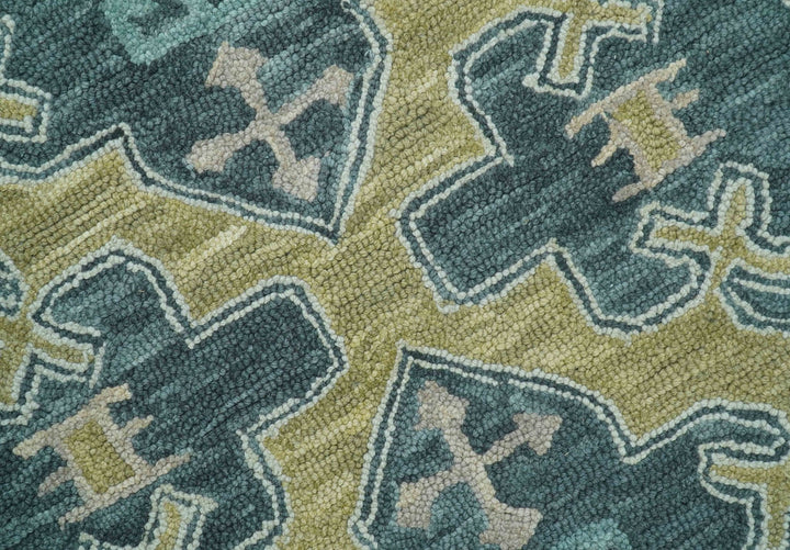 Taj Custom Made Teal Traditional Design Hand Tufted Wool Rug - The Rug Decor