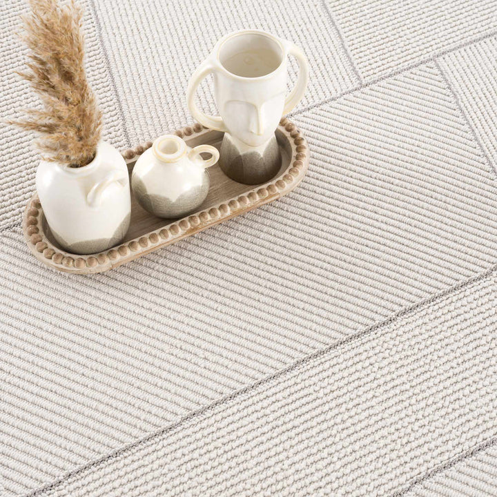 Tale Modern Geometric Design Ivory And Gray Area Rug - The Rug Decor
