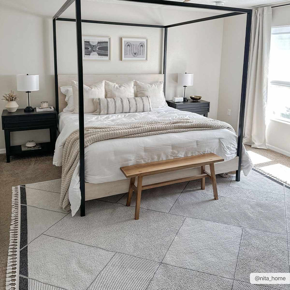 Tale Modern Geometric Design Ivory And Gray Area Rug - The Rug Decor