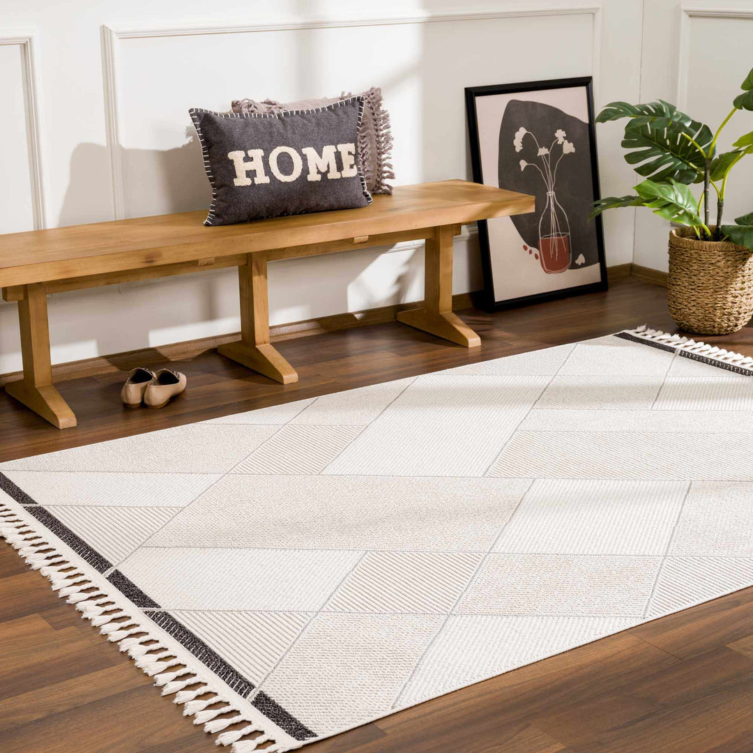Tale Modern Geometric Design Ivory And Gray Area Rug - The Rug Decor