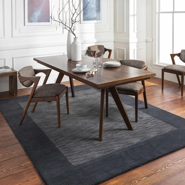 Talmage Charcoal Modern Solid Design Hand Loom Area Rug