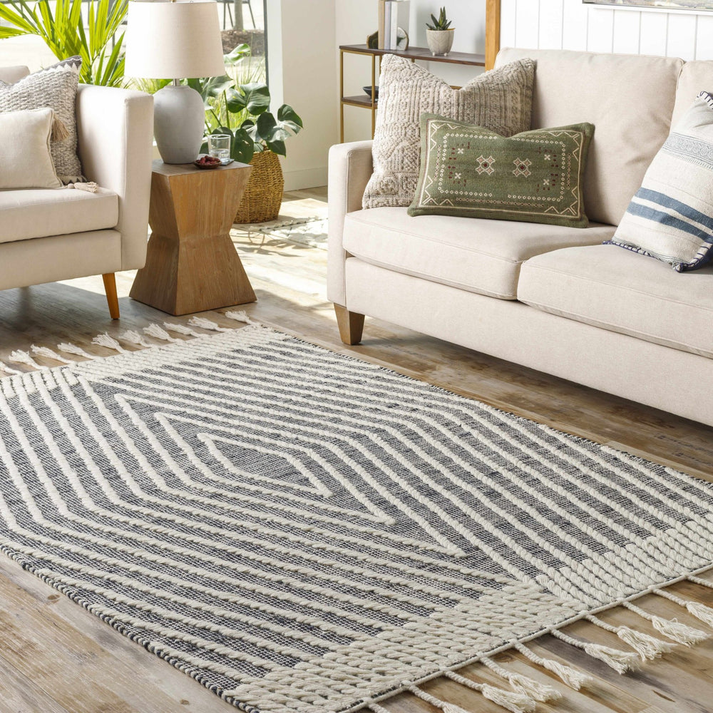 Tamayong Contemporary Gray And Ivory Jute & Wool Rug - The Rug Decor
