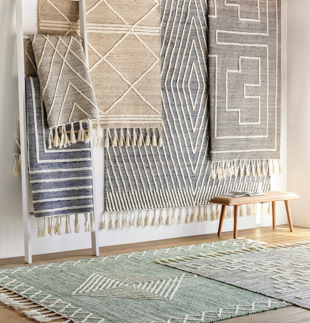 Tamayong Contemporary Gray And Ivory Jute & Wool Rug - The Rug Decor
