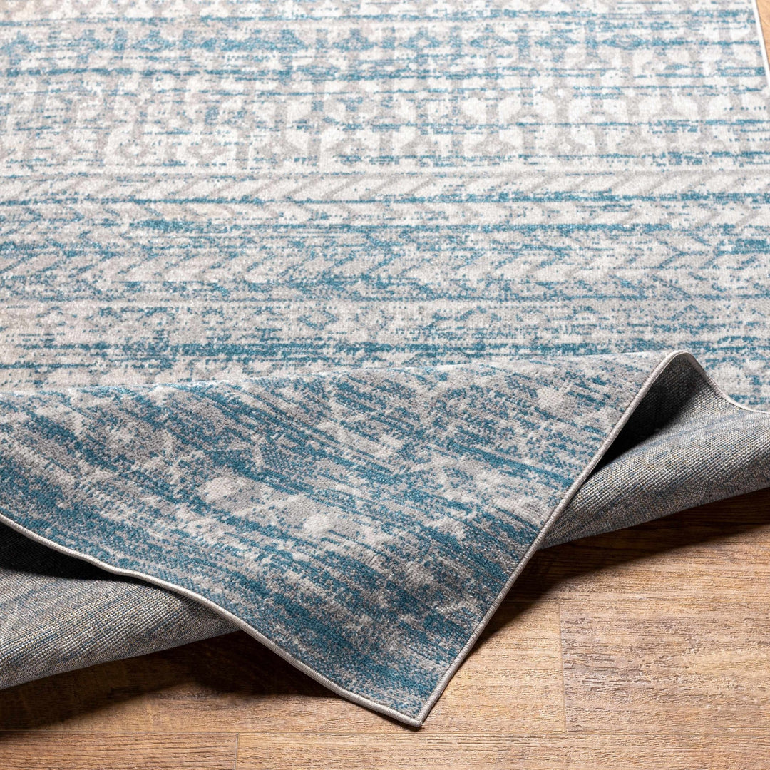 Tambac Bohemian Tribal Pattern Blue And Gray Washable Rug - The Rug Decor