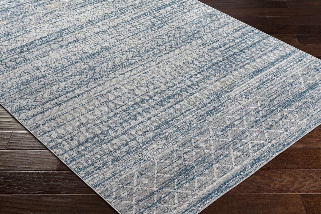 Tambac Bohemian Tribal Pattern Blue And Gray Washable Rug - The Rug Decor