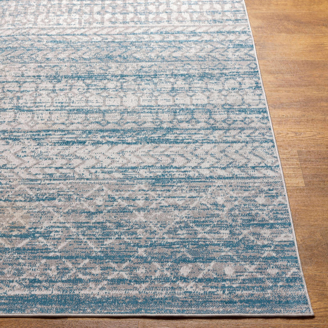 Tambac Bohemian Tribal Pattern Blue And Gray Washable Rug - The Rug Decor