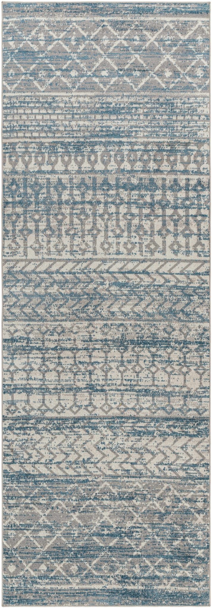 Tambac Bohemian Tribal Pattern Blue And Gray Washable Rug - The Rug Decor