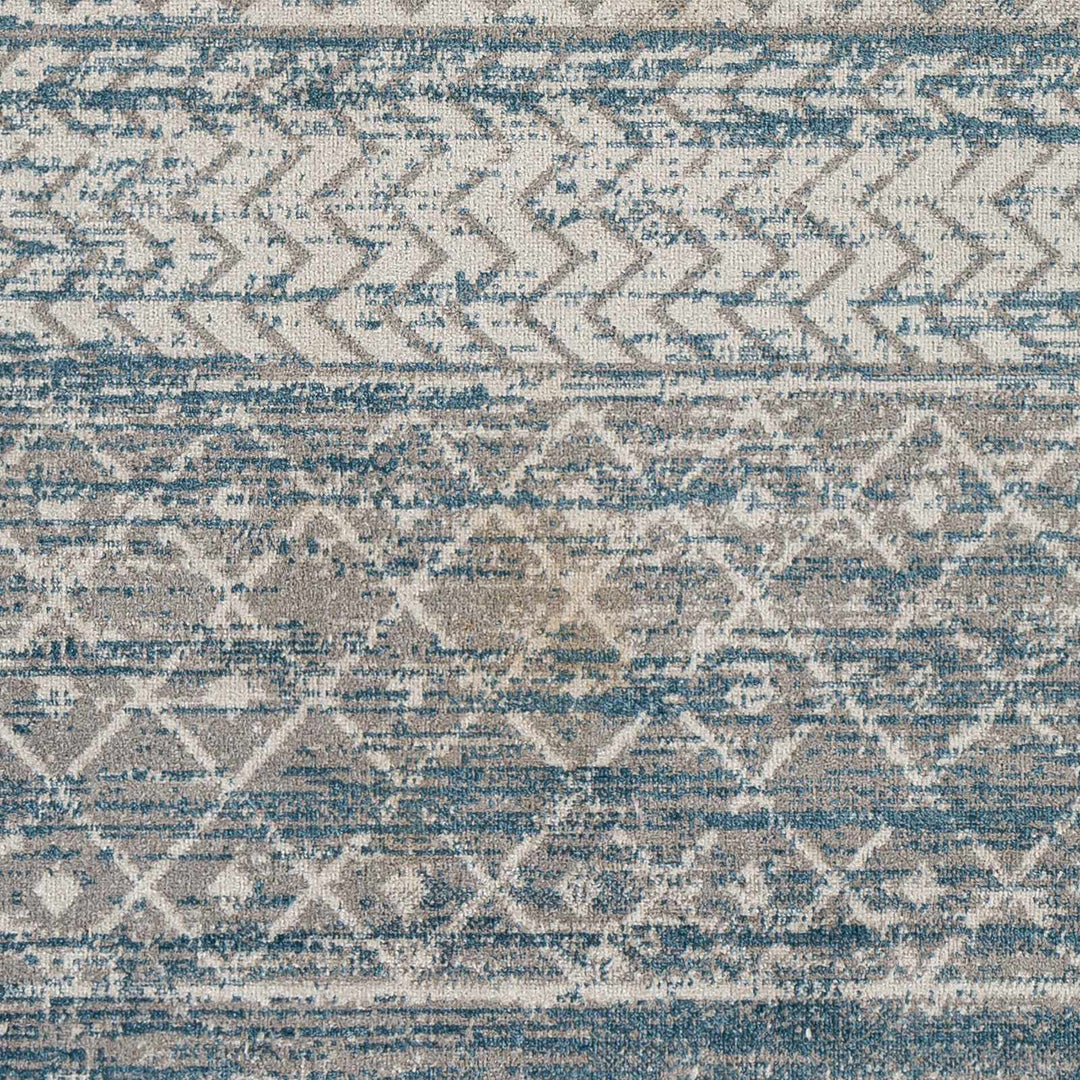 Tambac Bohemian Tribal Pattern Blue And Gray Washable Rug - The Rug Decor