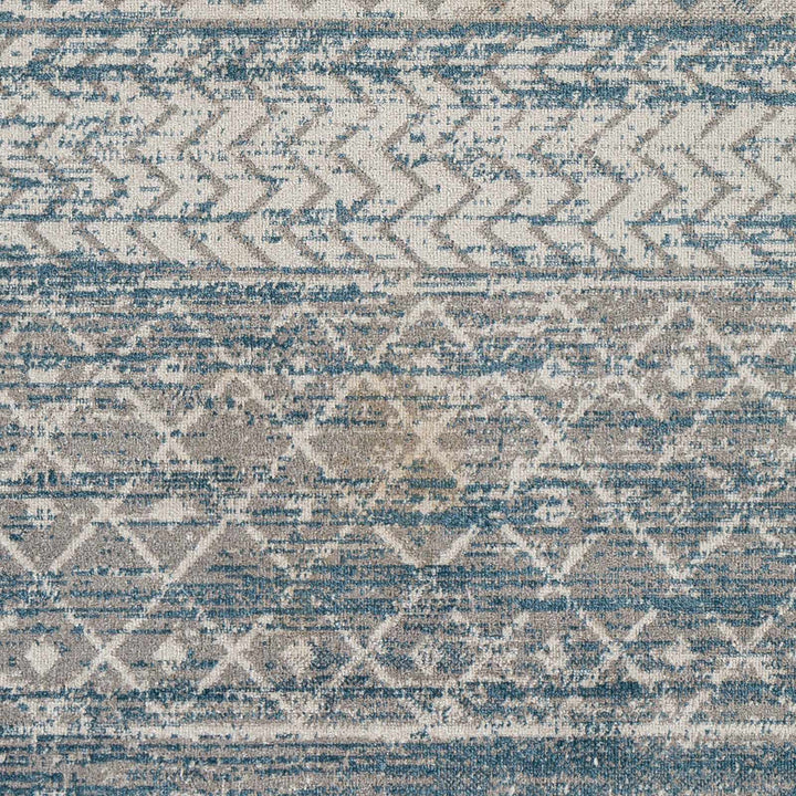 Tambac Bohemian Tribal Pattern Blue And Gray Washable Rug - The Rug Decor
