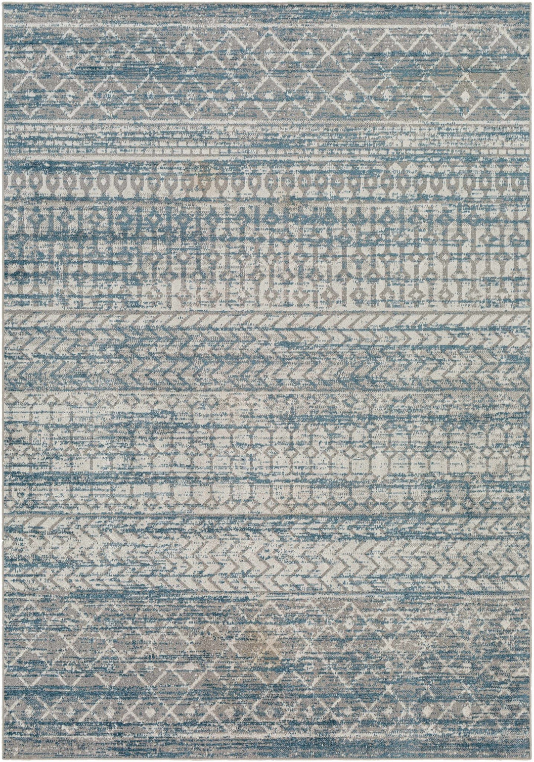 Tambac Bohemian Tribal Pattern Blue And Gray Washable Rug - The Rug Decor