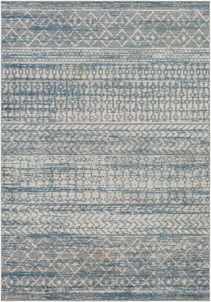 Tambac Bohemian Tribal Pattern Blue And Gray Washable Rug - The Rug Decor