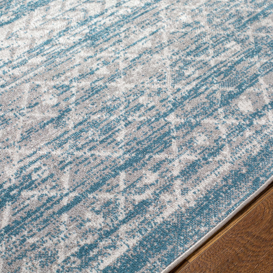 Tambac Bohemian Tribal Pattern Blue And Gray Washable Rug - The Rug Decor