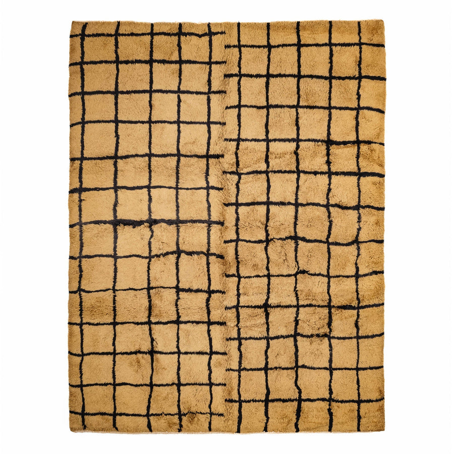 Tan And Black Contemporary Moroccan Hand Knotted 8x10 Wool Rug - The Rug Decor