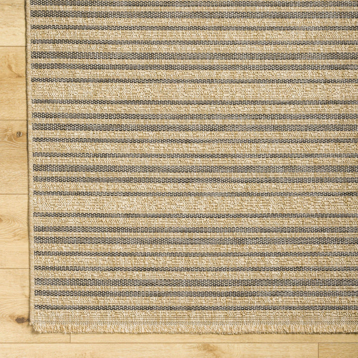 Tan And Gray Stripes Pattern Machine Woven Indoor & Outdoor Rug - The Rug Decor