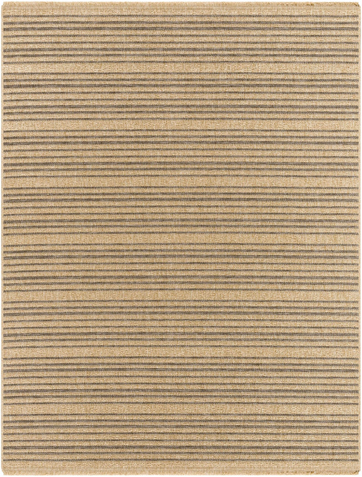 Tan And Gray Stripes Pattern Machine Woven Indoor & Outdoor Rug - The Rug Decor
