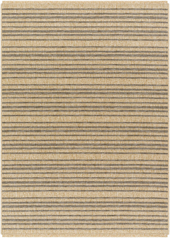 Tan And Gray Stripes Pattern Machine Woven Indoor & Outdoor Rug - The Rug Decor