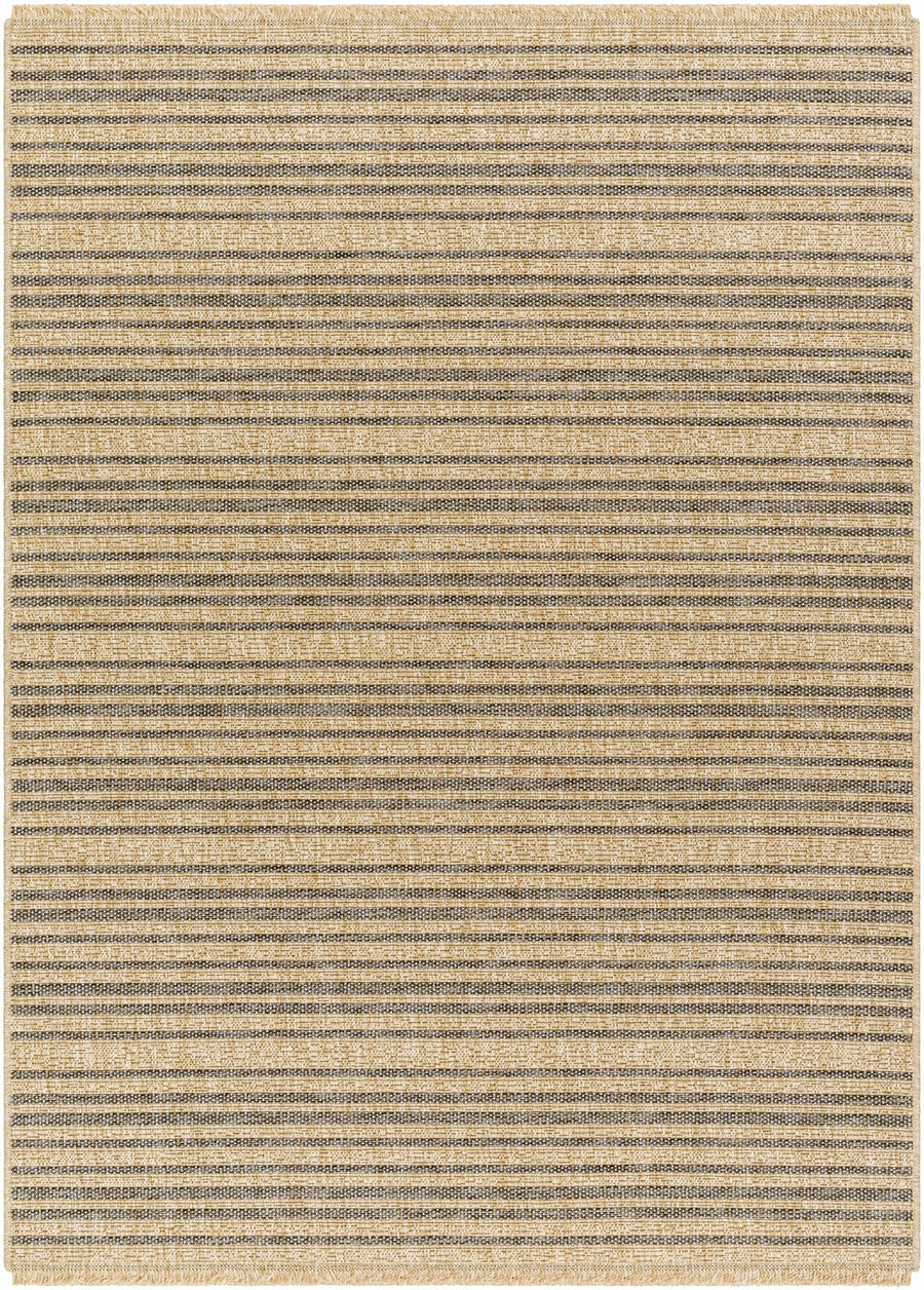Tan And Gray Stripes Pattern Machine Woven Indoor & Outdoor Rug - The Rug Decor