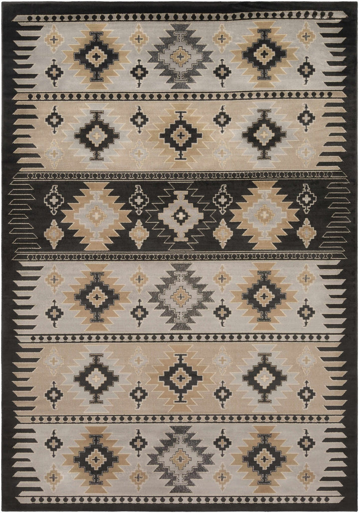 Tan, Black, Gray and silver Southwestern Multi Size Area Rug - The Rug Decor