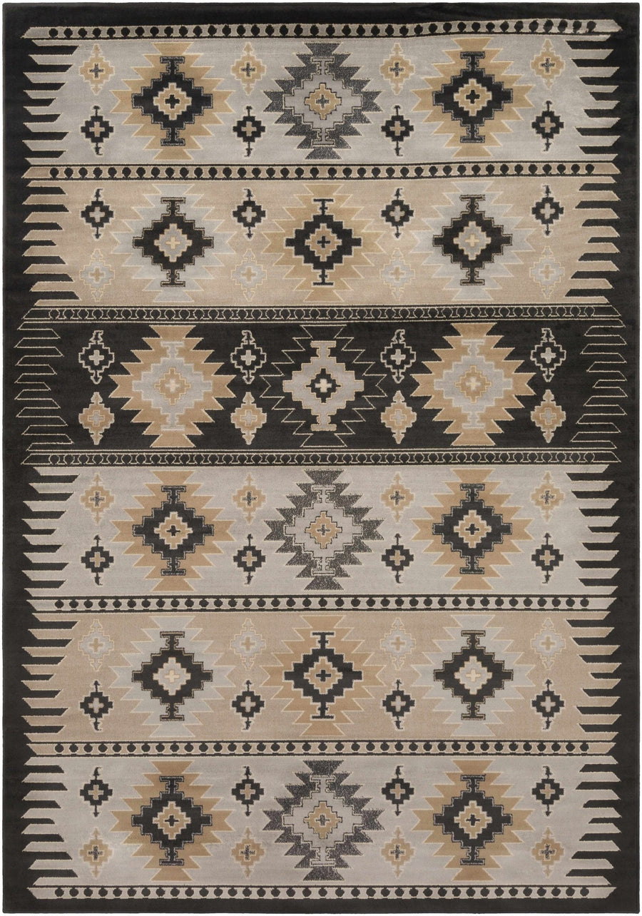 Tan, Black, Gray and silver Southwestern Multi Size Area Rug - The Rug Decor