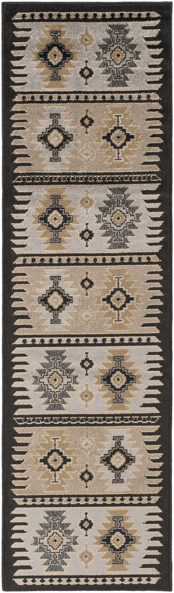 Tan, Black, Gray and silver Southwestern Multi Size Area Rug - The Rug Decor