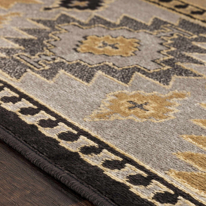 Tan, Black, Gray and silver Southwestern Multi Size Area Rug - The Rug Decor