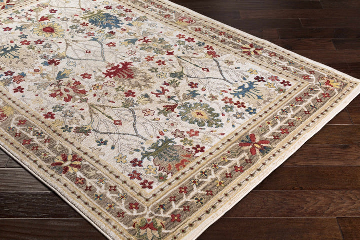 Tan, Brown, Green, Teal and Beige Traditional Donegal Floral ikat Design Area Rug - The Rug Decor