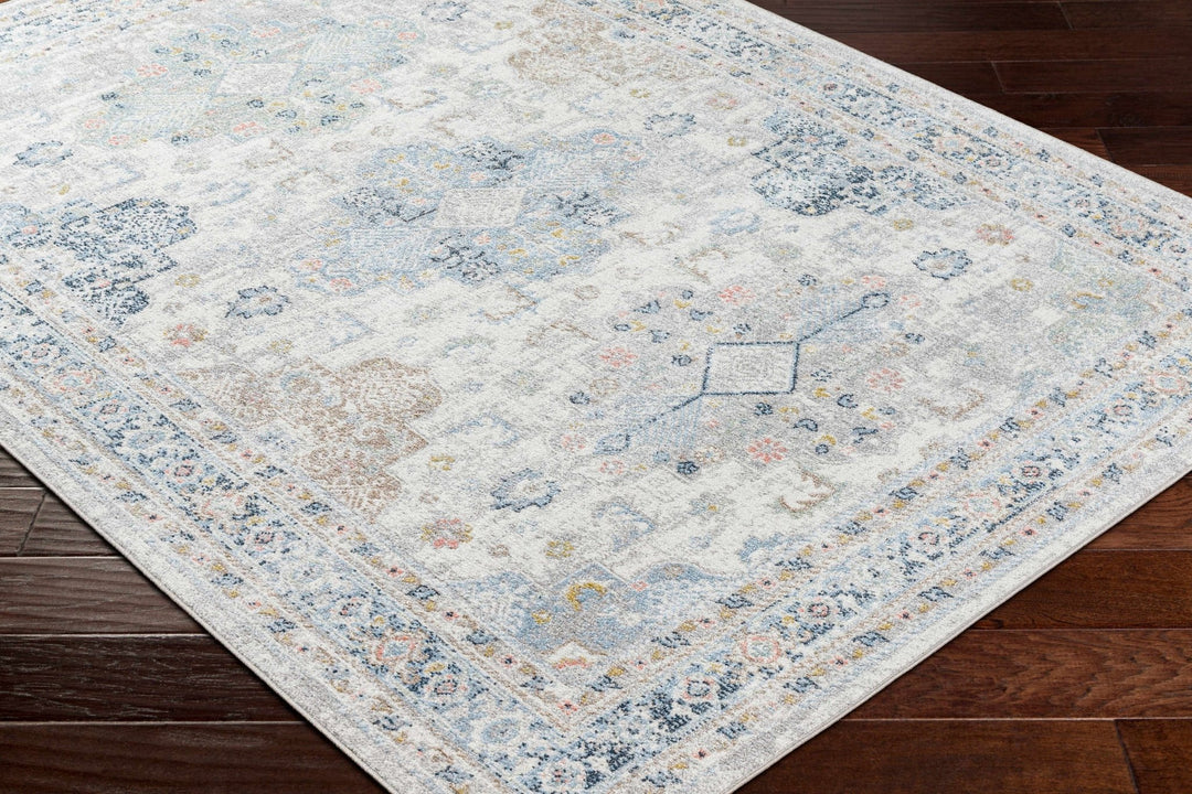Tana Navy And Gray Traditional Style Washable Rug - The Rug Decor