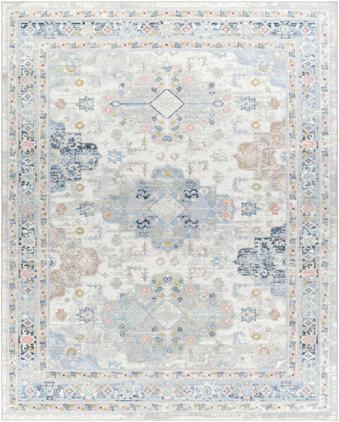 Tana Navy And Gray Traditional Style Washable Rug - The Rug Decor