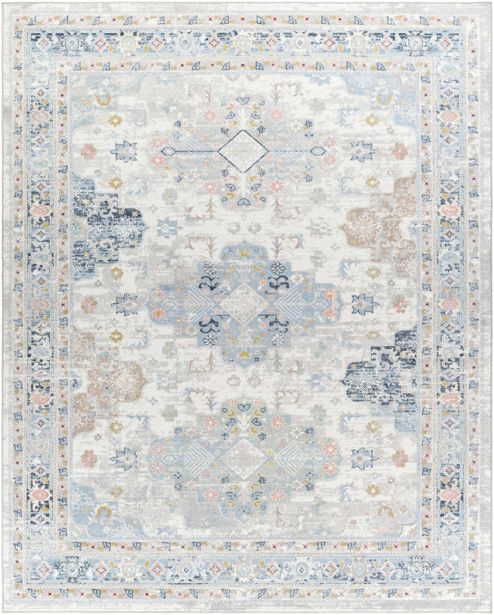 Tana Navy And Gray Traditional Style Washable Rug - The Rug Decor