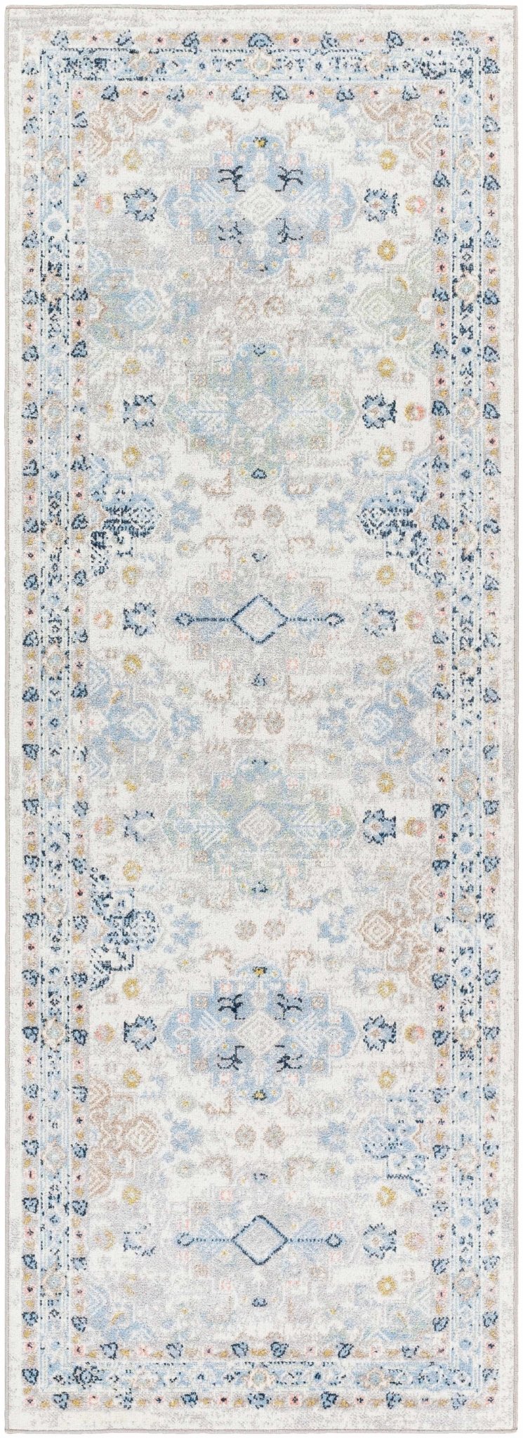 Tana Navy And Gray Traditional Style Washable Rug - The Rug Decor