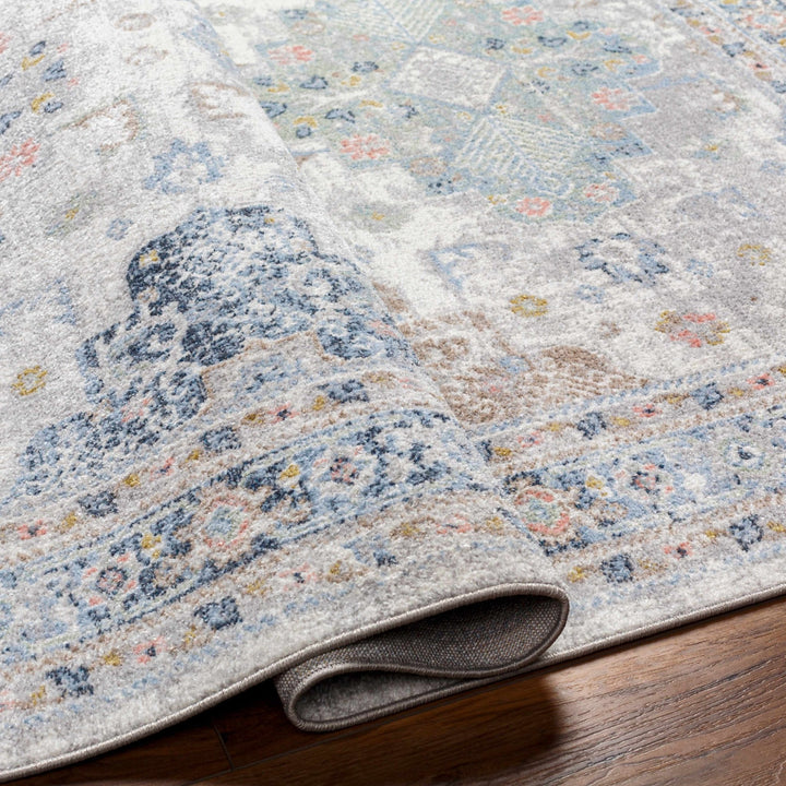 Tana Navy And Gray Traditional Style Washable Rug - The Rug Decor