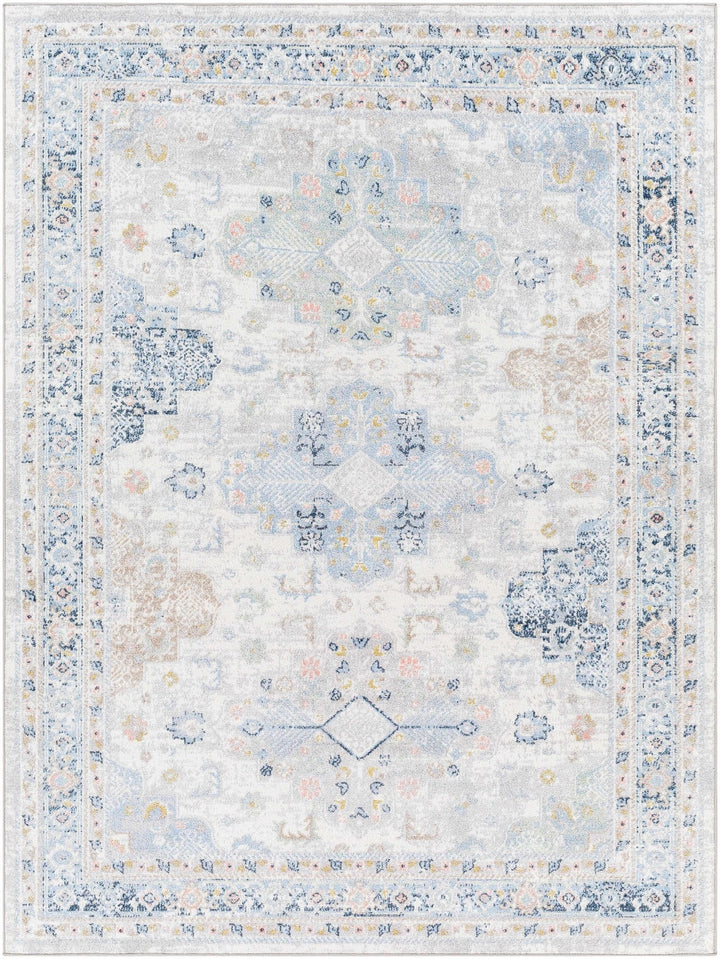 Tana Navy And Gray Traditional Style Washable Rug - The Rug Decor