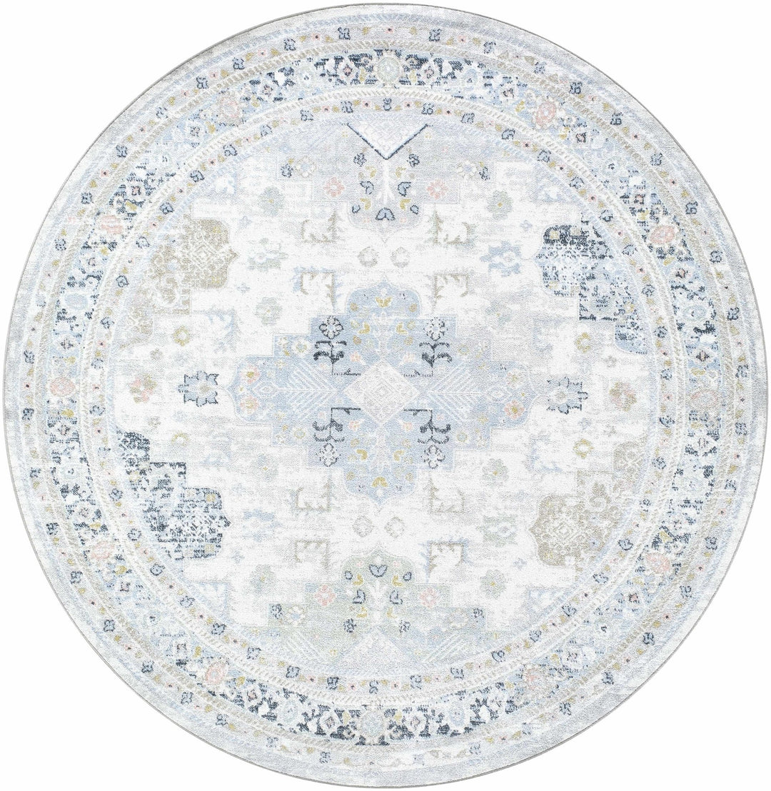 Tana Navy And Gray Traditional Style Washable Rug - The Rug Decor