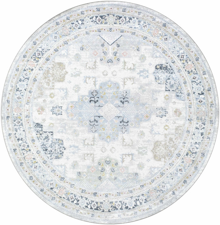 Tana Navy And Gray Traditional Style Washable Rug - The Rug Decor