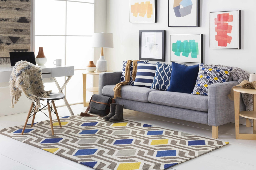 Taneytown Contemporary Geometrical Gray And Blue Rug - The Rug Decor