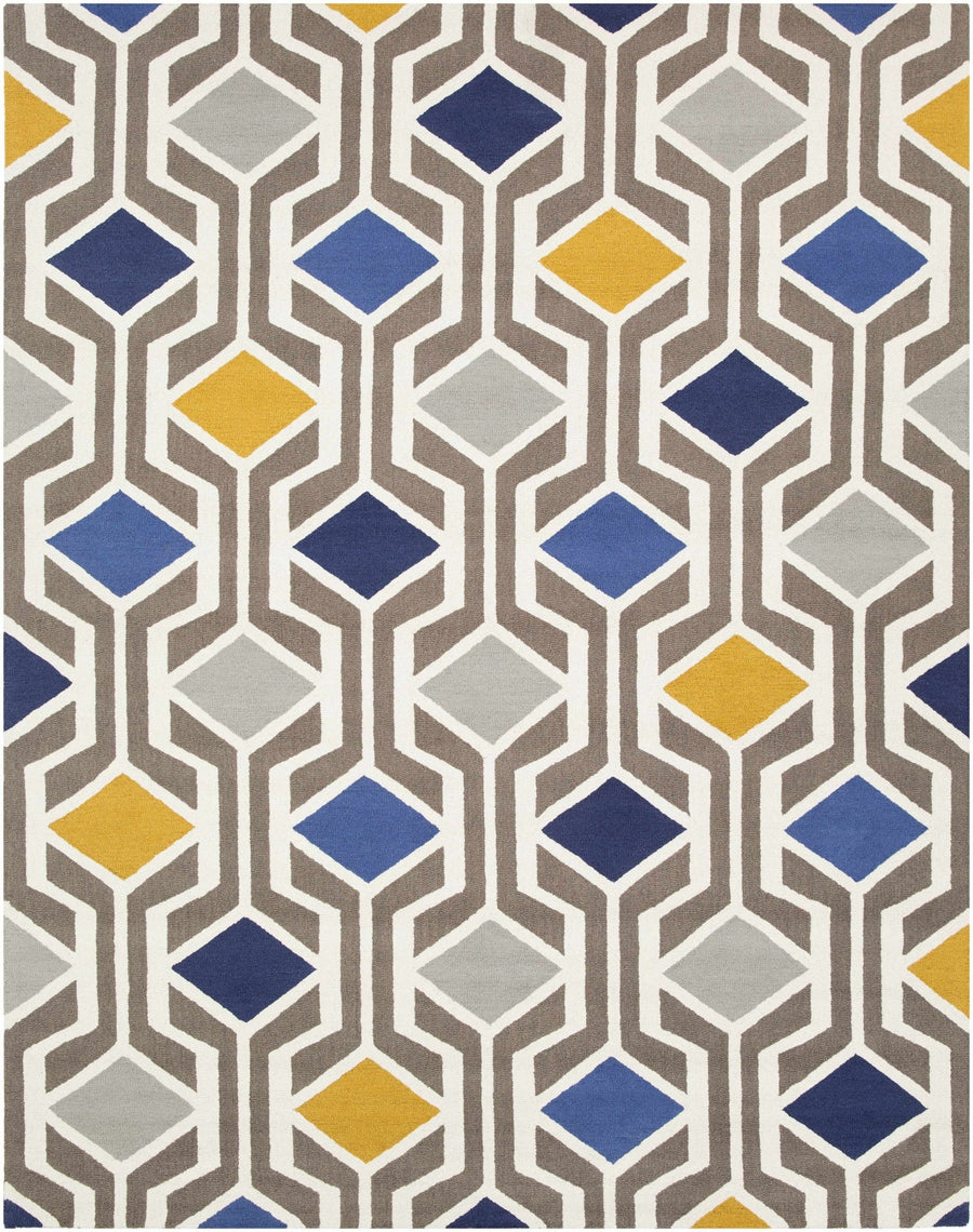 Taneytown Contemporary Geometrical Gray And Blue Rug - The Rug Decor