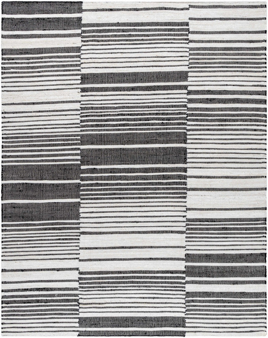 Tania Black And White Modern Stripes Pattern Hand Woven Area Rug - The Rug Decor