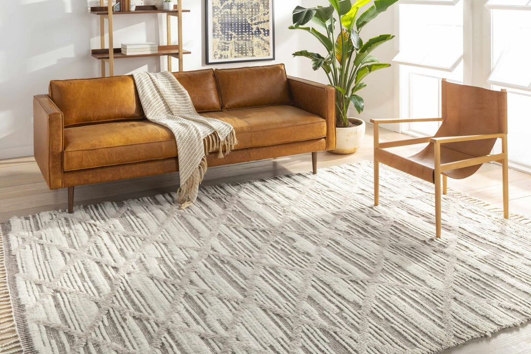 Tankerton Beige Modern Geometrical Design Hand Knotted Area Rug - The Rug Decor