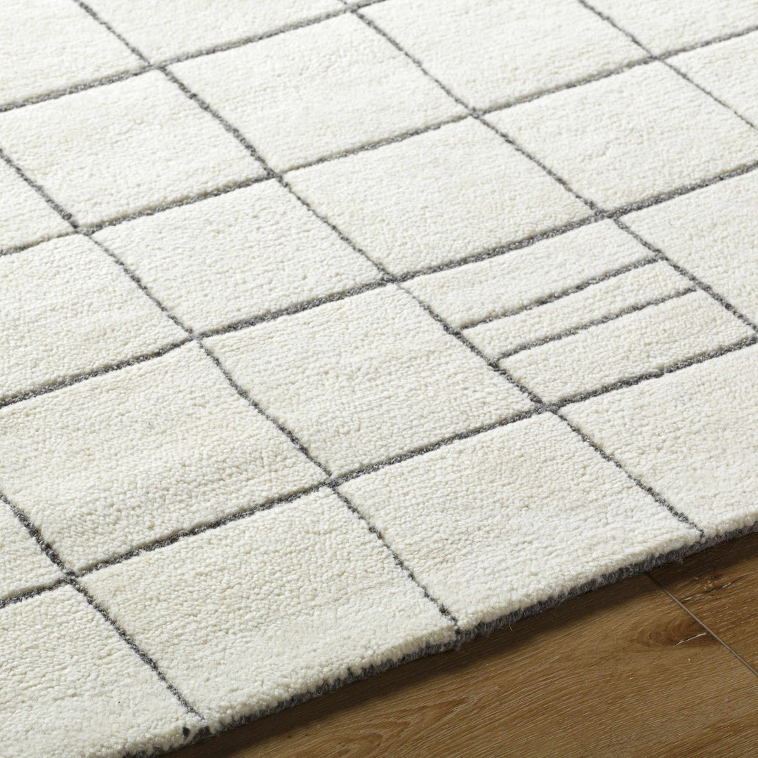 Tanya Modern Grid Pattern Ivory Hand Tufted Wool Rug - The Rug Decor