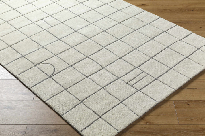 Tanya Modern Grid Pattern Ivory Hand Tufted Wool Rug - The Rug Decor