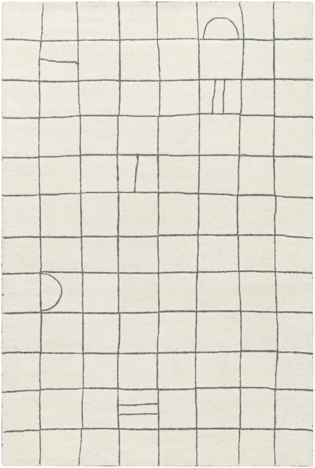 Tanya Modern Grid Pattern Ivory Hand Tufted Wool Rug - The Rug Decor