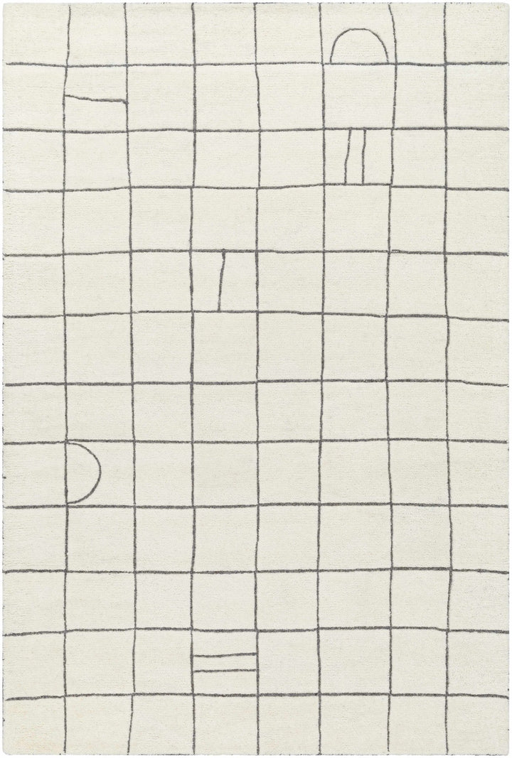 Tanya Modern Grid Pattern Ivory Hand Tufted Wool Rug - The Rug Decor