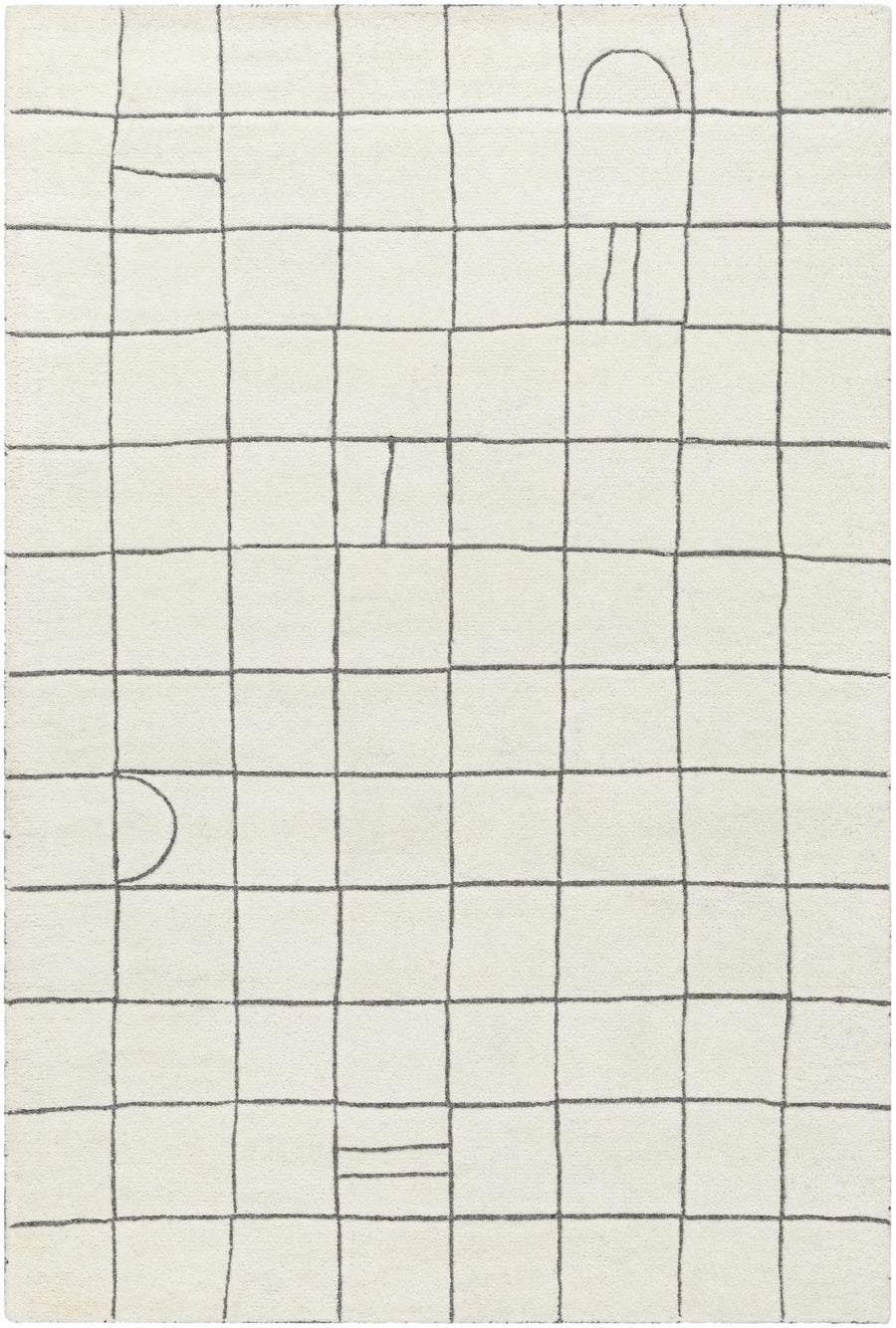 Tanya Modern Grid Pattern Ivory Hand Tufted Wool Rug - The Rug Decor
