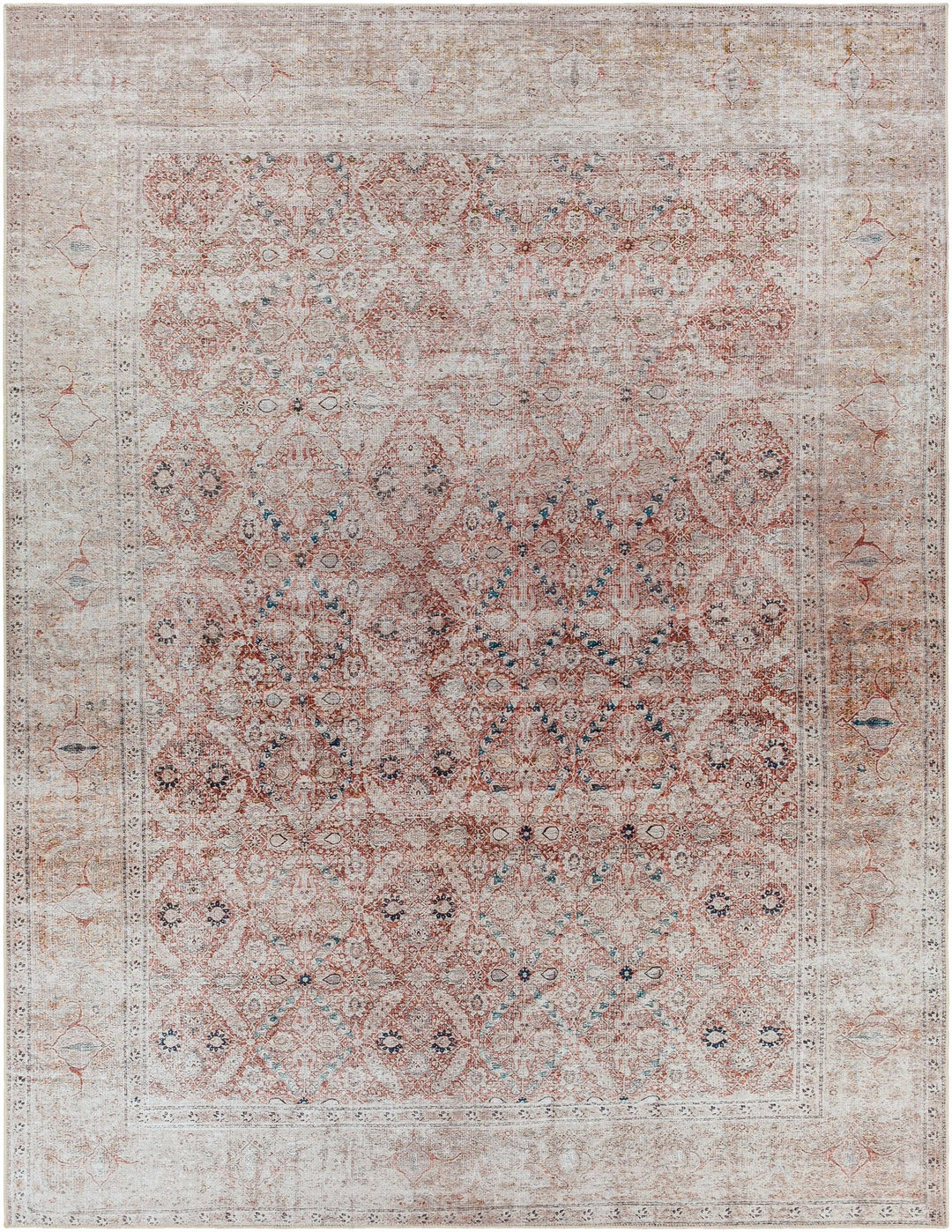 Tapia Traditional Transitional Rust And Gray Area Rug - The Rug Decor
