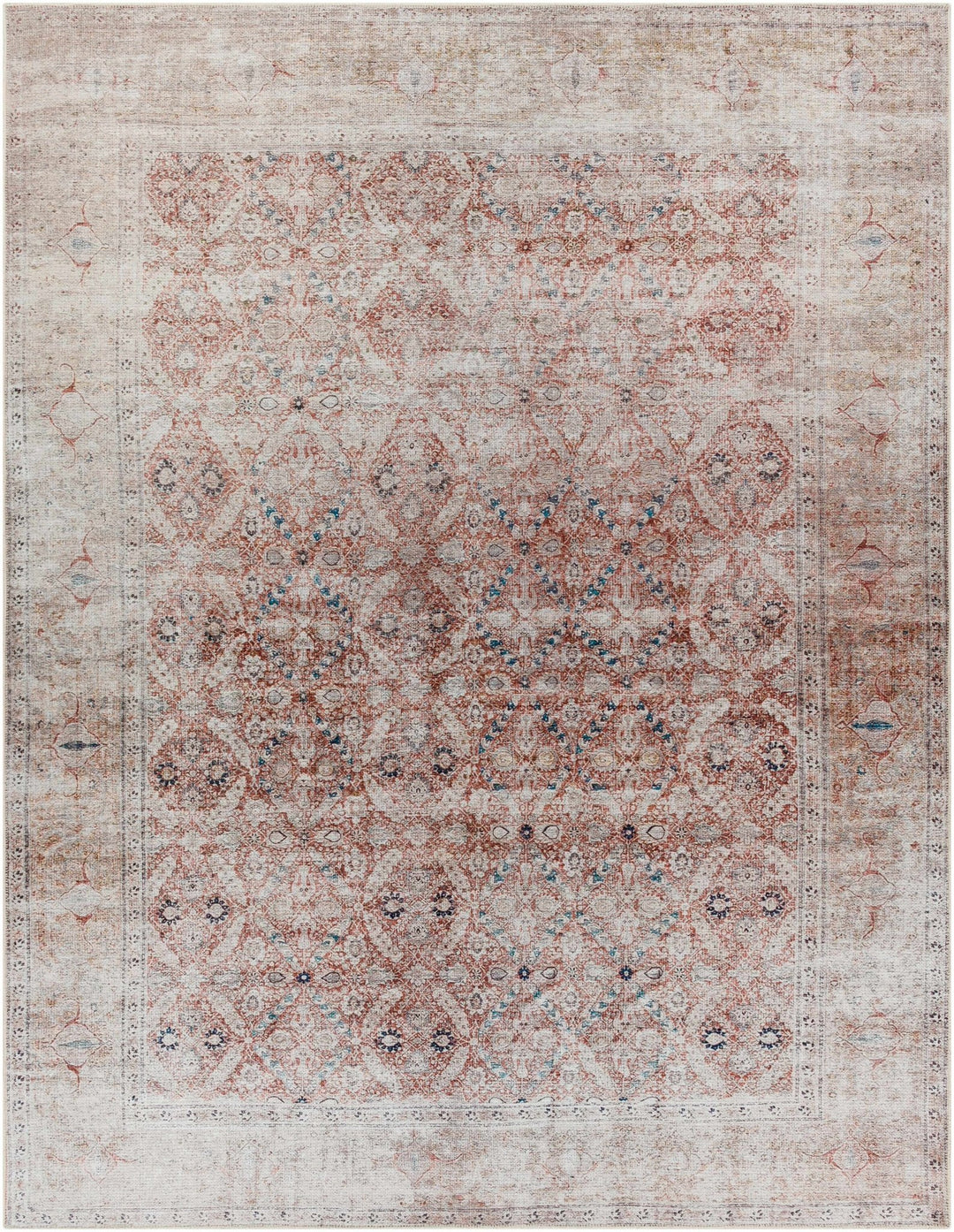 Tapia Traditional Transitional Rust And Gray Area Rug - The Rug Decor