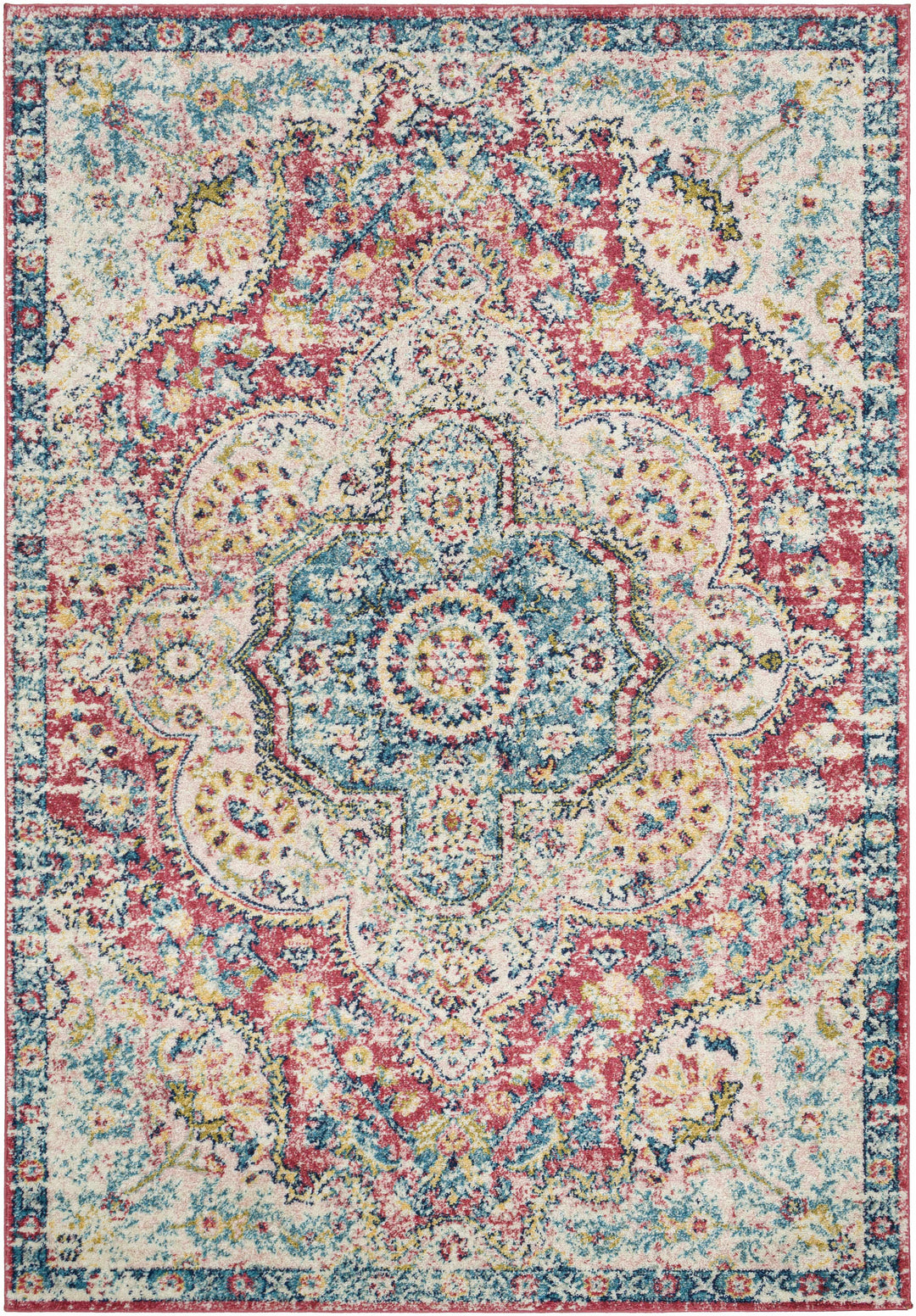 Tarbolton Blue And Pink Traditional Style Area Rug